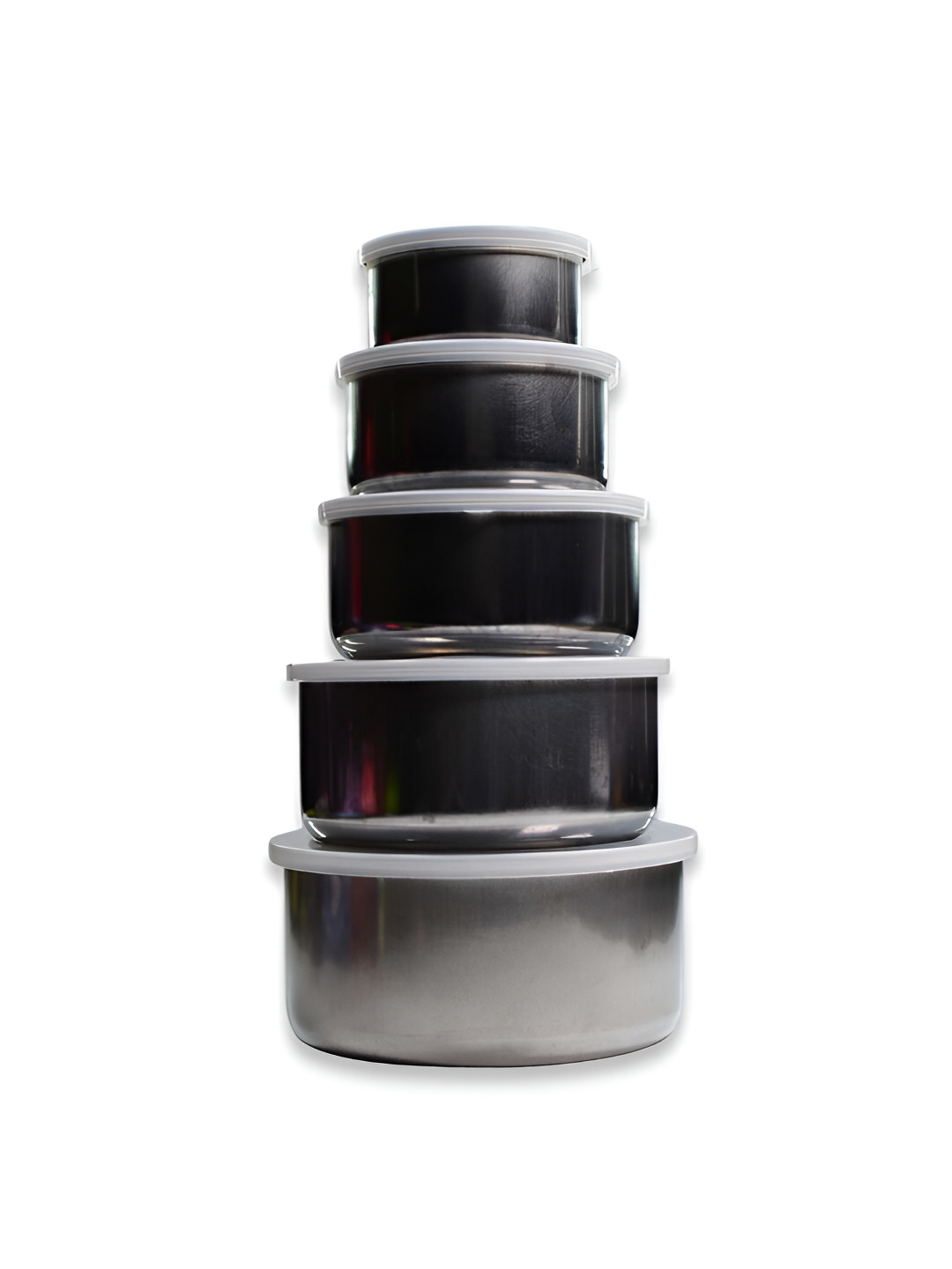 DeoDap 2808 5 In 1 Stainless Steel Easy to Clean 5PCs Lunch Box With Spoon and Fork