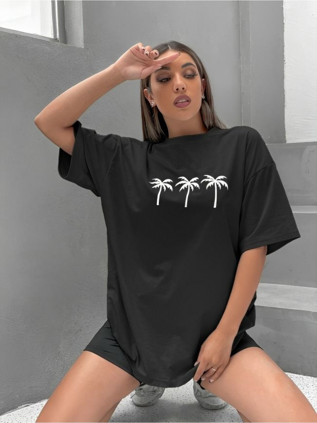 SZN Women Graphic Printed Oversized T-shirt
