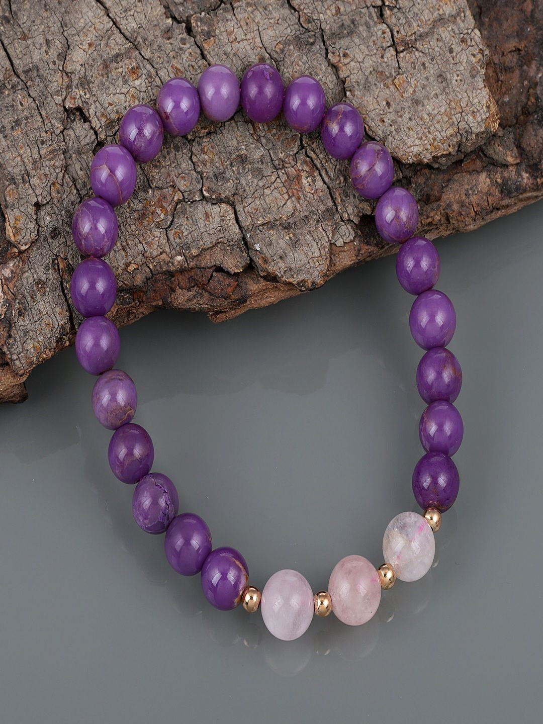 Nirvana Unisex Sterling Silver Morganite Handcrafted Gold-Plated Bracelet