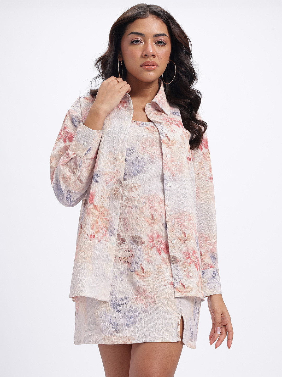 glitchez Textured Dress with a Shirt