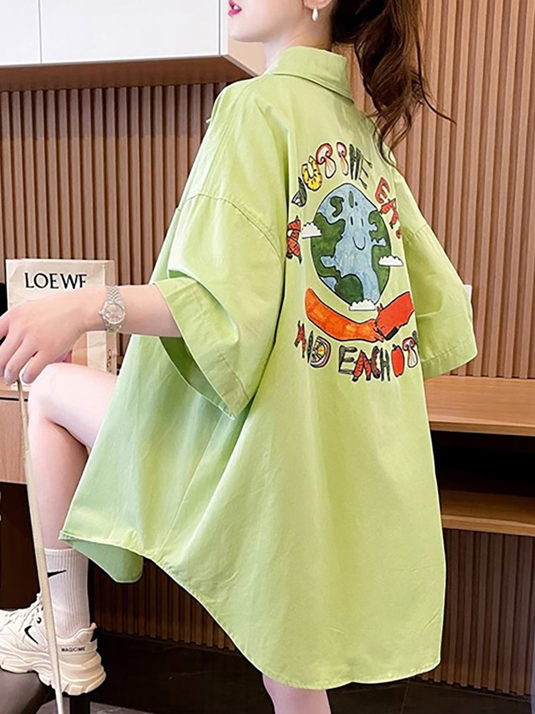 JC Mode Women Graphic Printed Oversized Casual Shirt