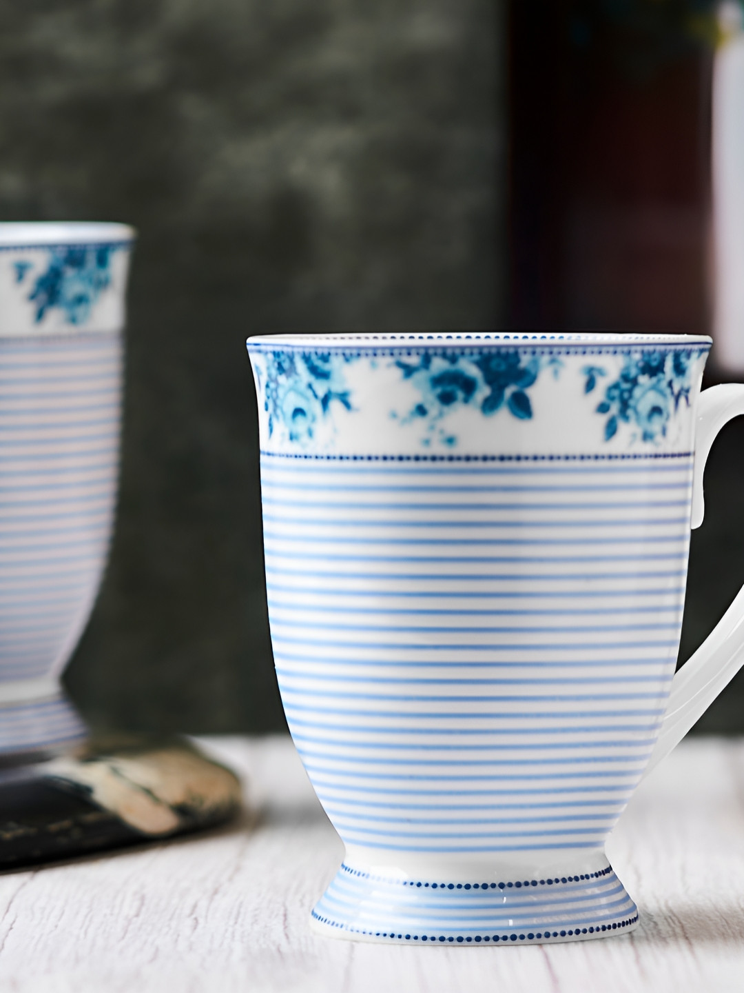 GOLDEN QUEEN'S 3D Lazy Panda Blue Ceramic Microwave Safe 2 Piece Mugs-350ml