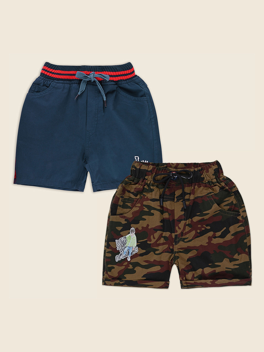 Wish Karo Pack Of 2 Boys Camouflage Printed Shorts