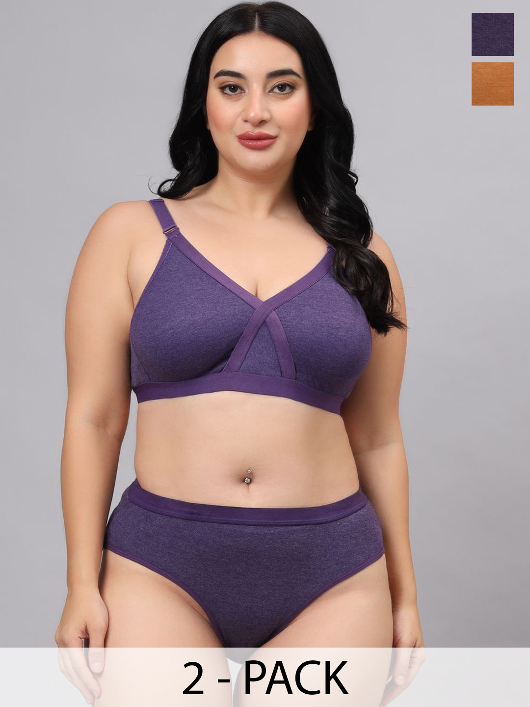 Designer Bugs Pack Of 2 Cotton Non Padded Lingerie Sets LS-ZAN-MS-PR-30B