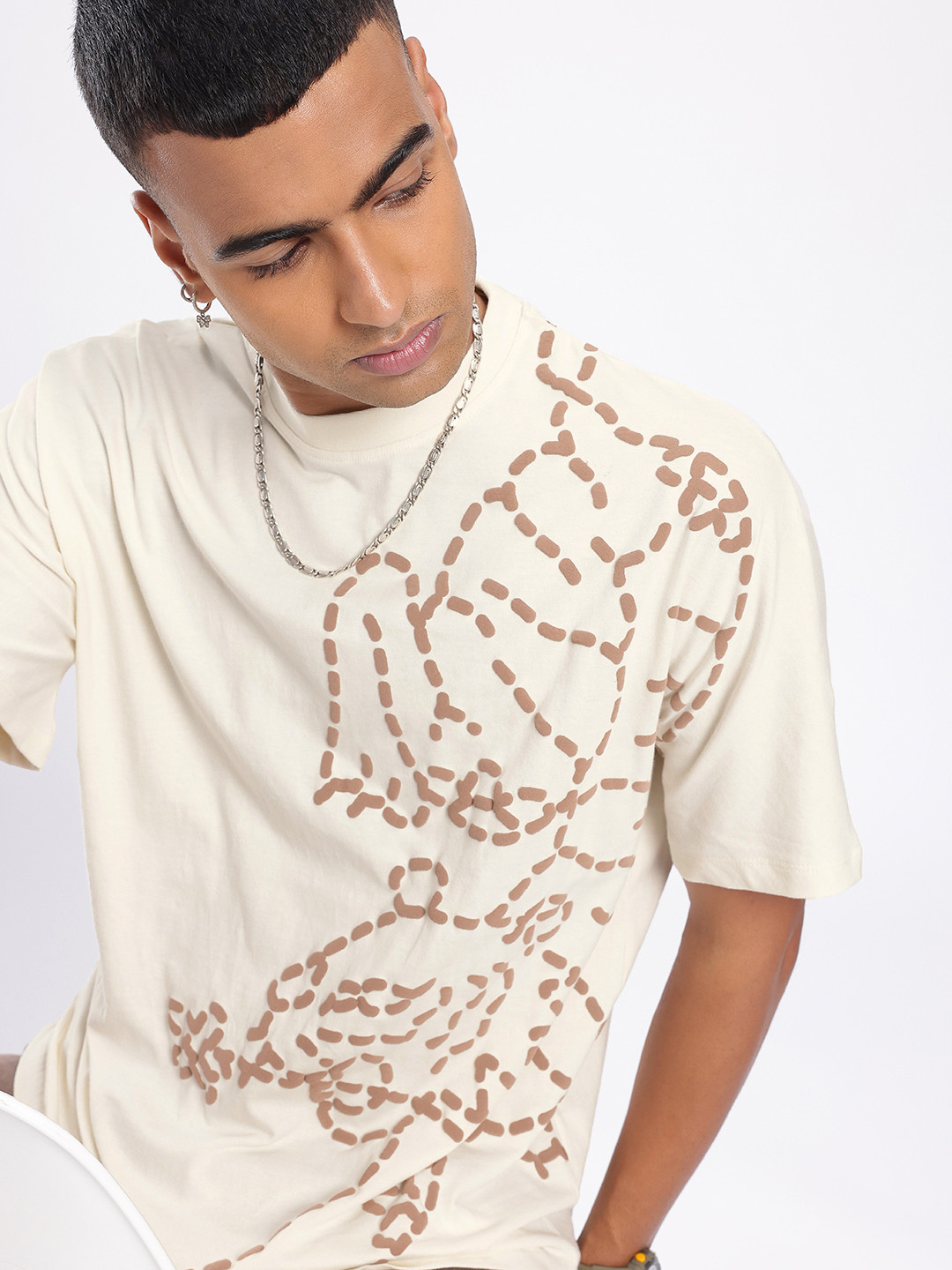 glitchez Graphic Printed Relaxed Fit T-shirt