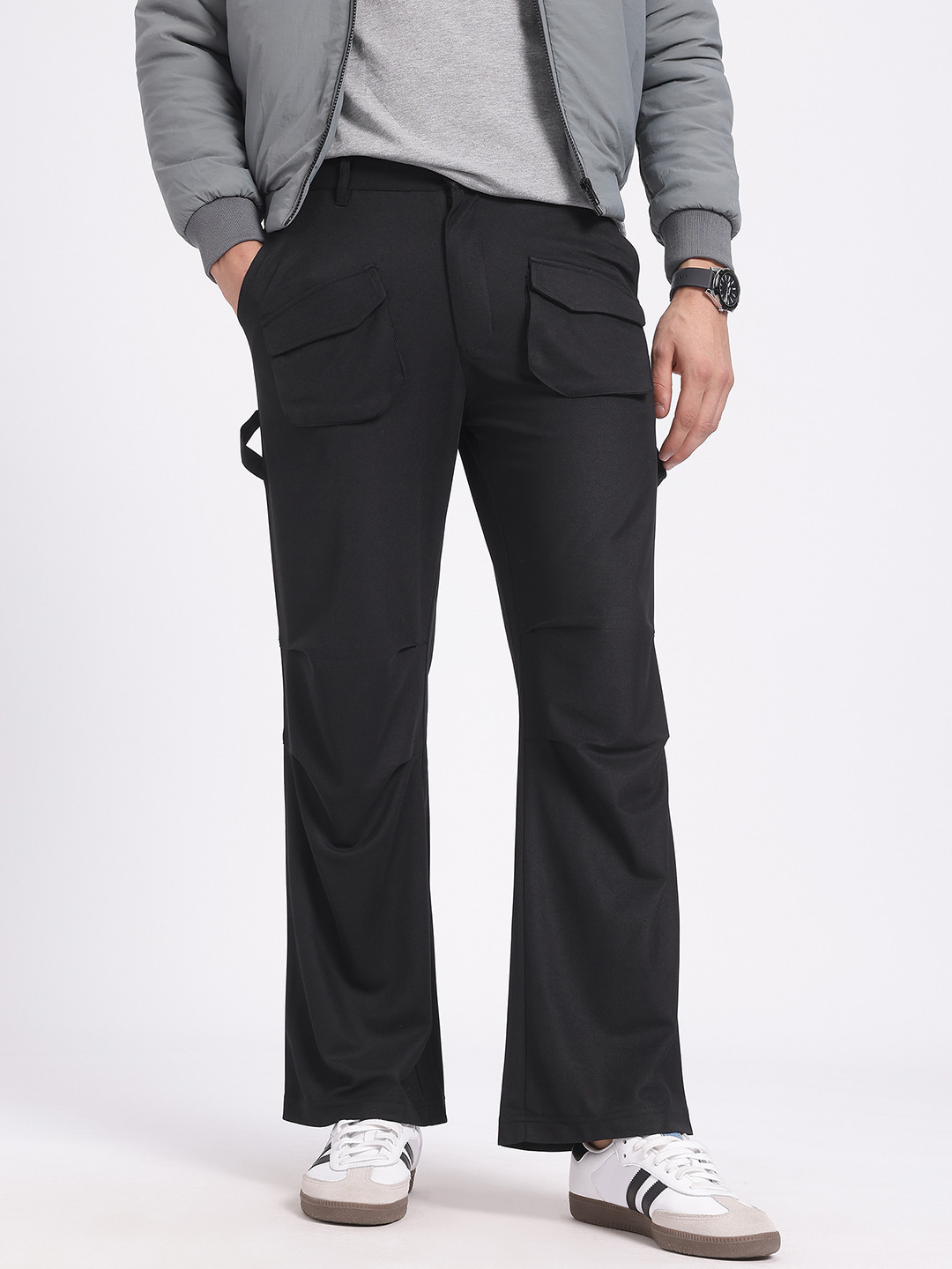 glitchez Men Comfy Crew Cargo Pocketed Relaxed Trousers