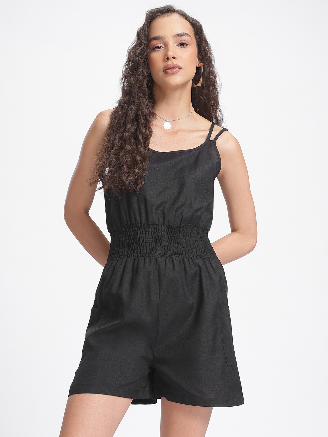 glitchez Smock Shock Shoulder Straps Playsuit