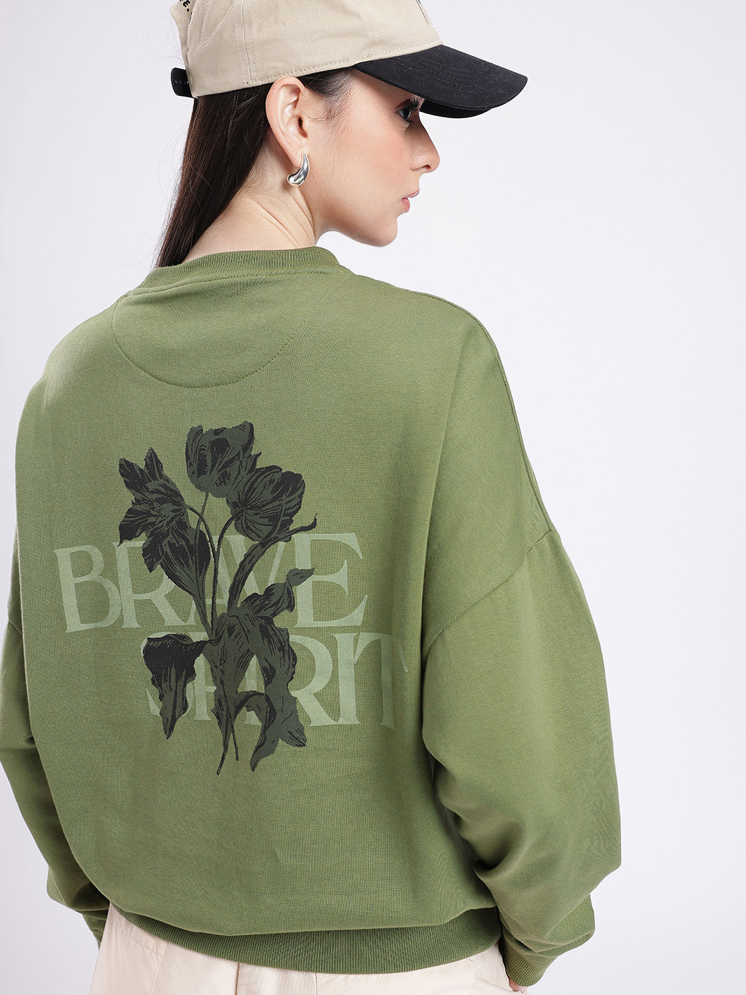 Typography Printed Oversized Sweatshirt