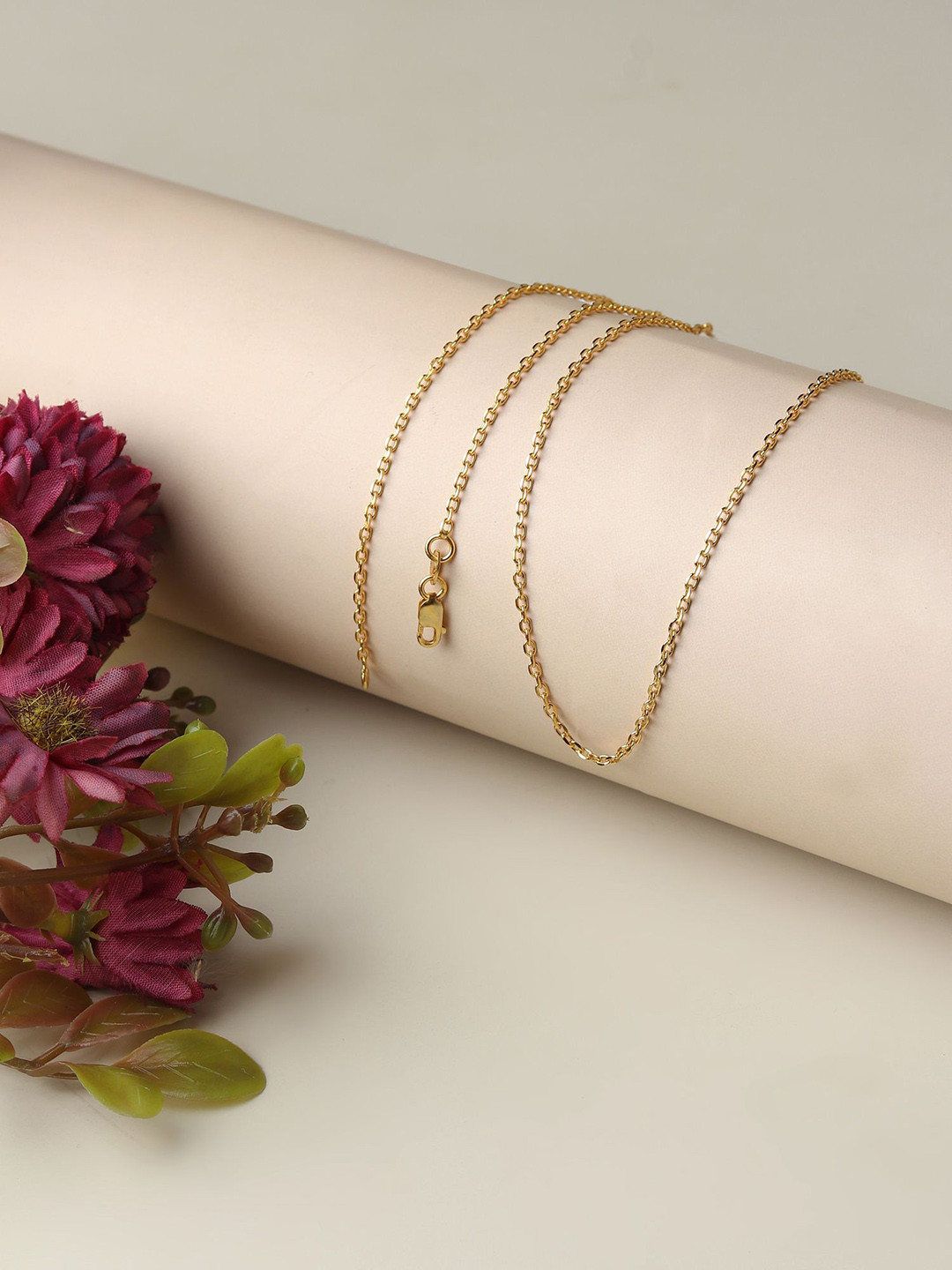 Metronaut Men 925 Sterling Silver 22KTGold-Plated I Alphabet Pendant With Anchor Chain