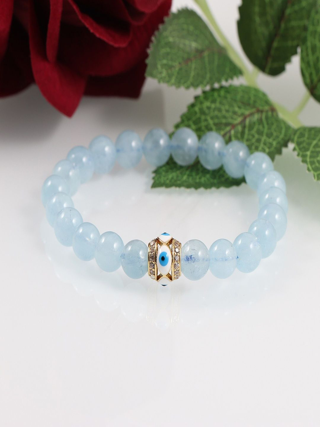 Nirvana Unisex Brass Aquamarine Handcrafted Gold-Plated Bracelet