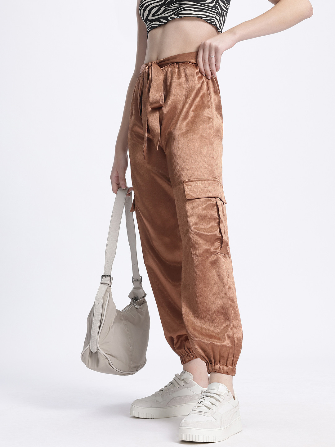 glitchez Women Polyester Shine Loose Fit Joggers