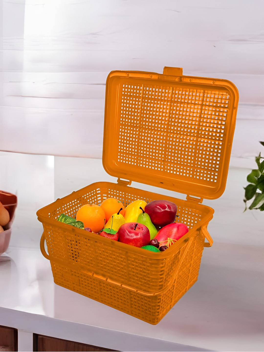 Go Hooked Multipurpose Picnic Storage Basket with Snap Lock Orange
