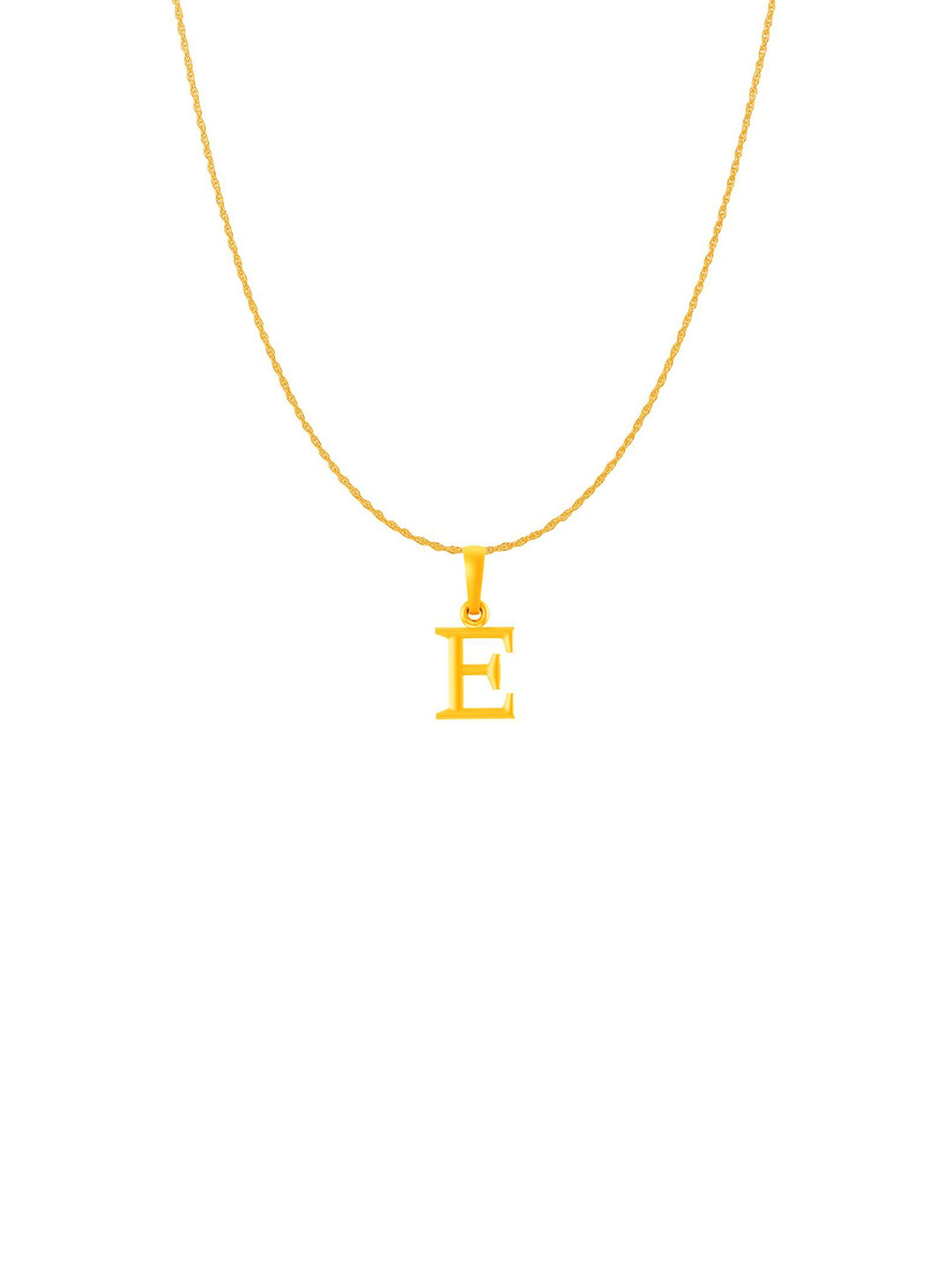 Metronaut Men 925 Sterling Silver 22KTGold-Plated E Alphabet Pendant With Rope Chain