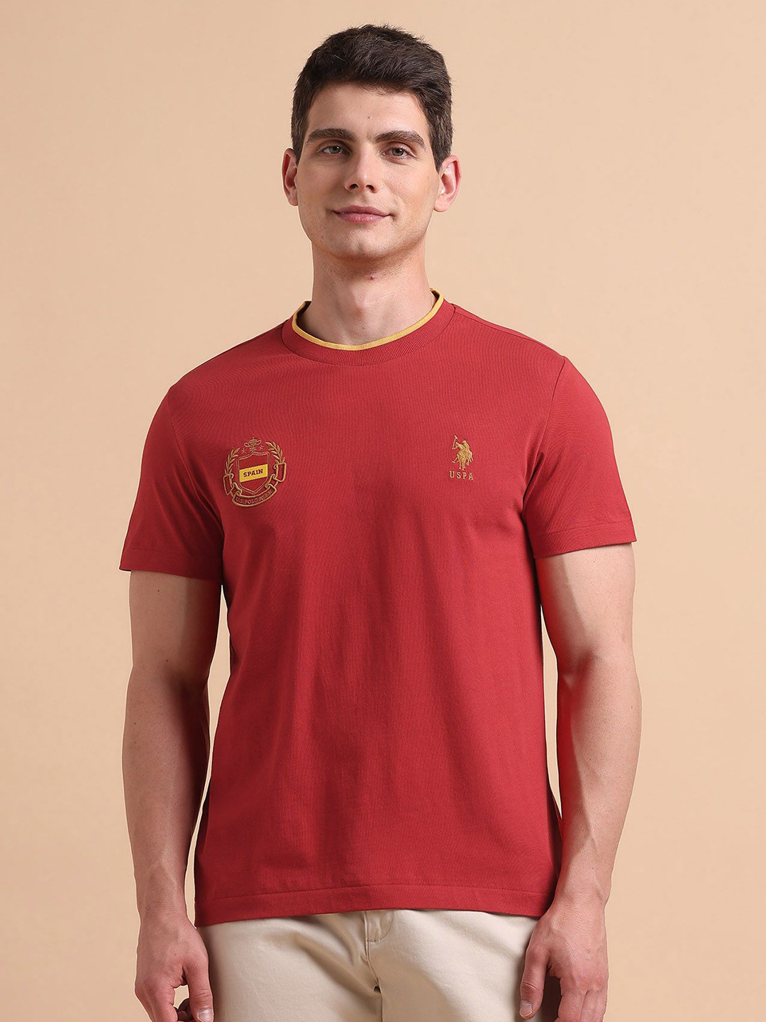 U.S. Polo Assn. Men Solid Slim Fit Cotton T-shirt