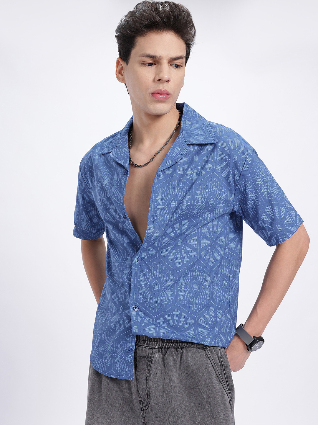 glitchez Printed Poplin Regular Fit Shirt