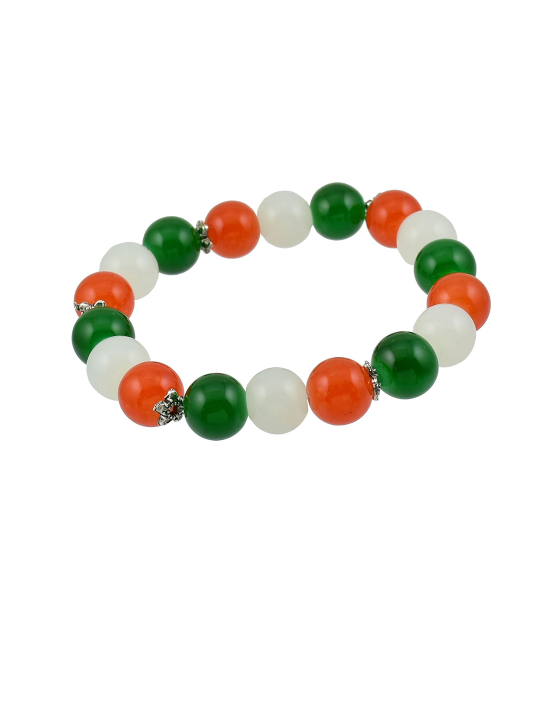 HIGH TRENDZ Artificial Beaded Tricolour Elasticated Bracelet