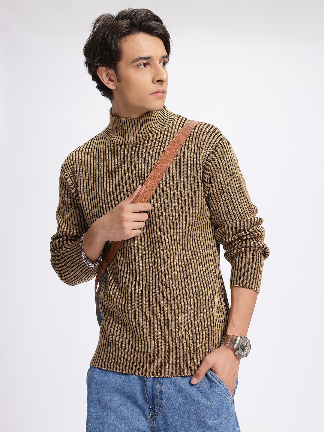 glitchez Turtleneck Ribbed Pullover