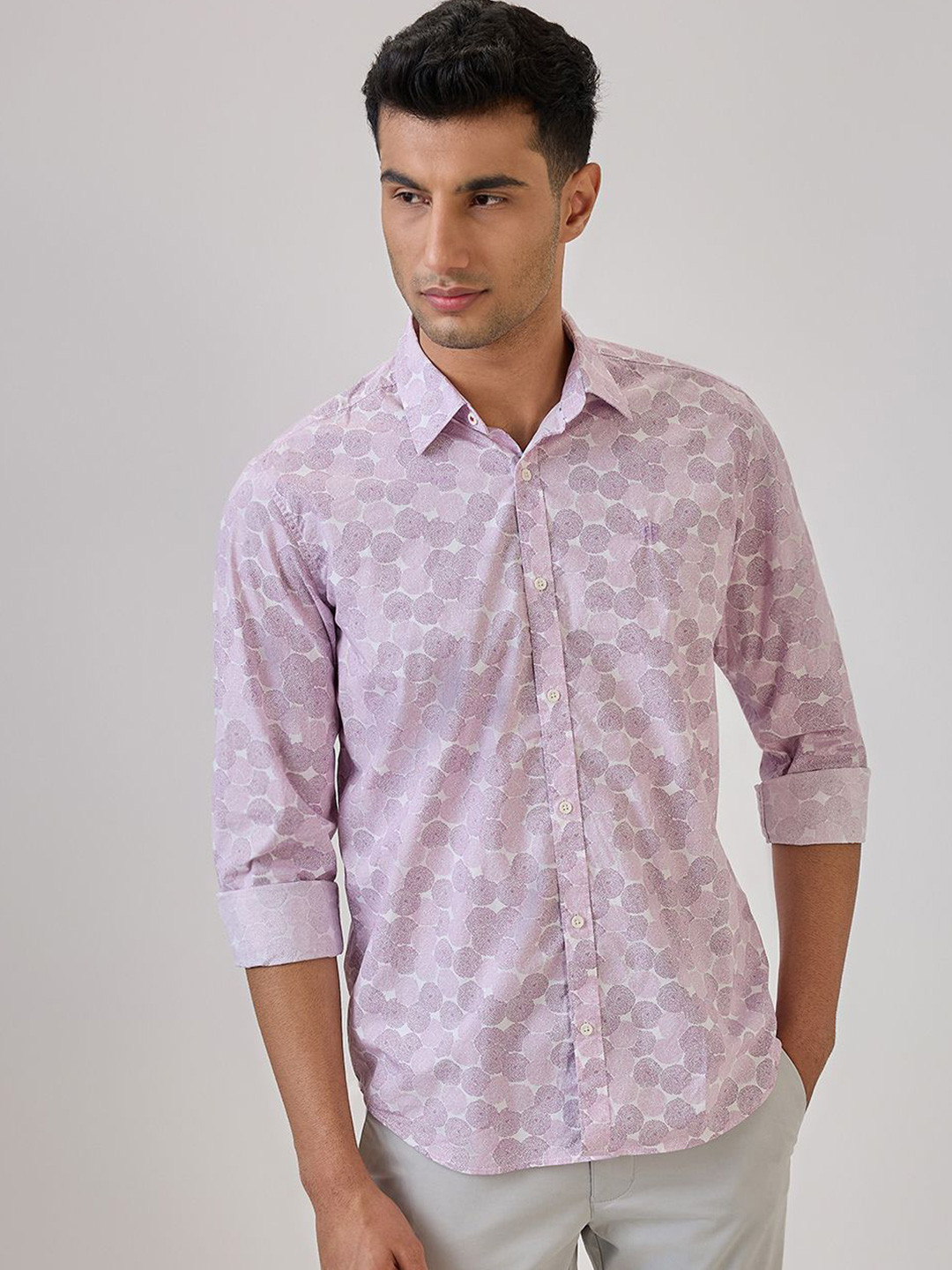 Raymond Men Geometric Printed Pure Cotton Casual Shirt