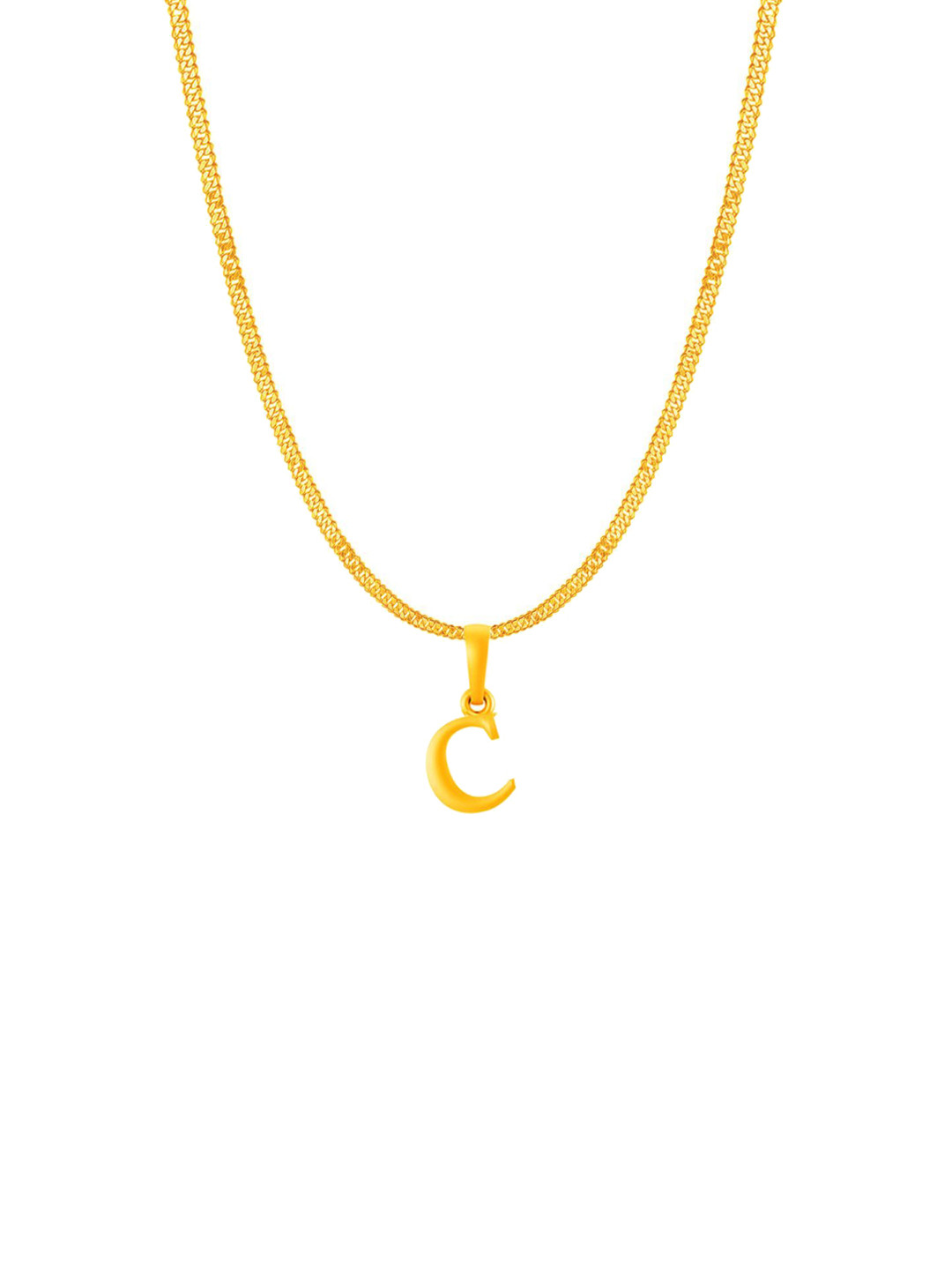 Metronaut Men 92.5 Sterling Silver 22KT Gold-Plated C Alphabet Pendant with Curb Chain