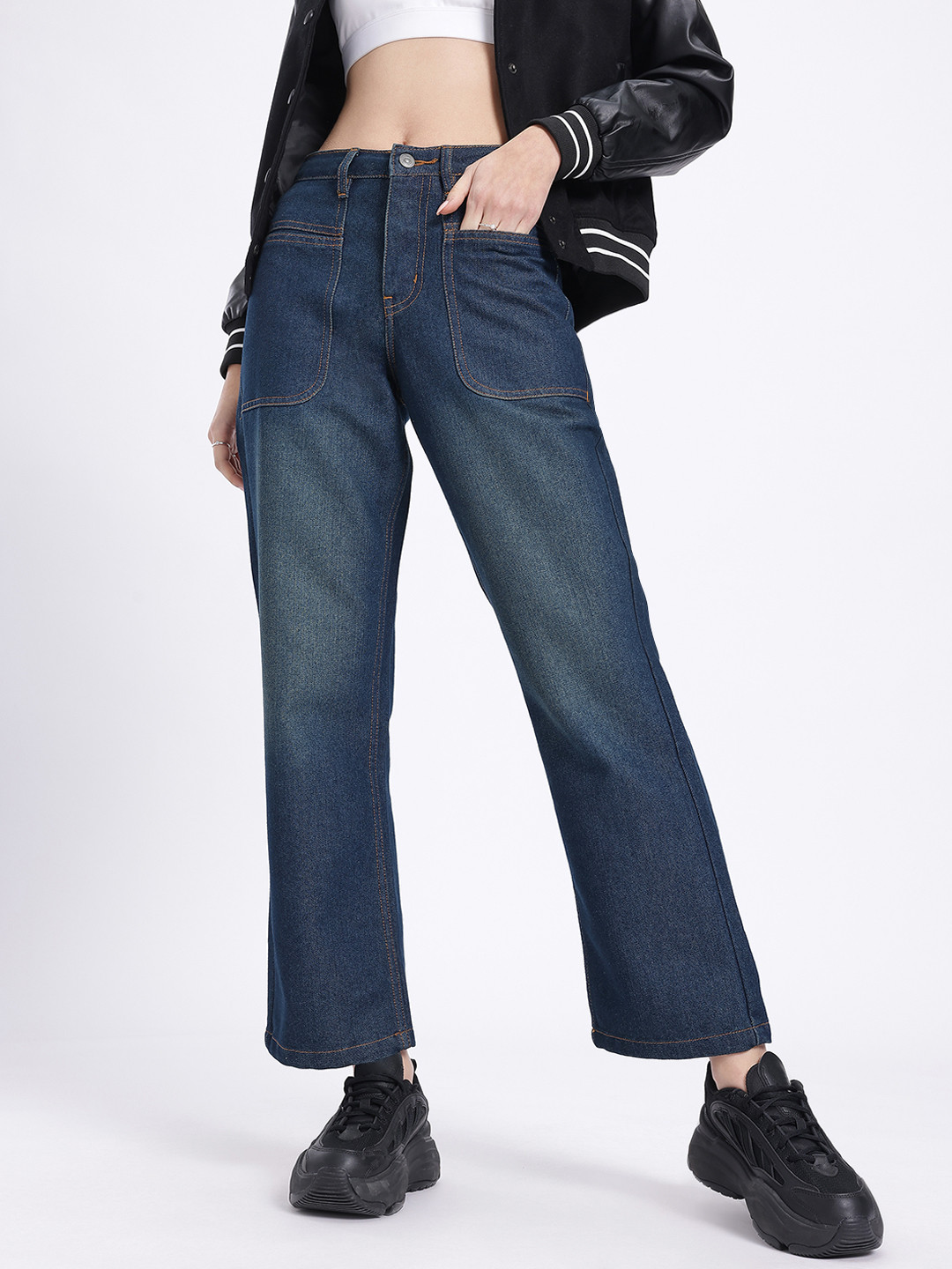 glitchez Women  Light Fade Non-Stretchable Straight Fit Jeans