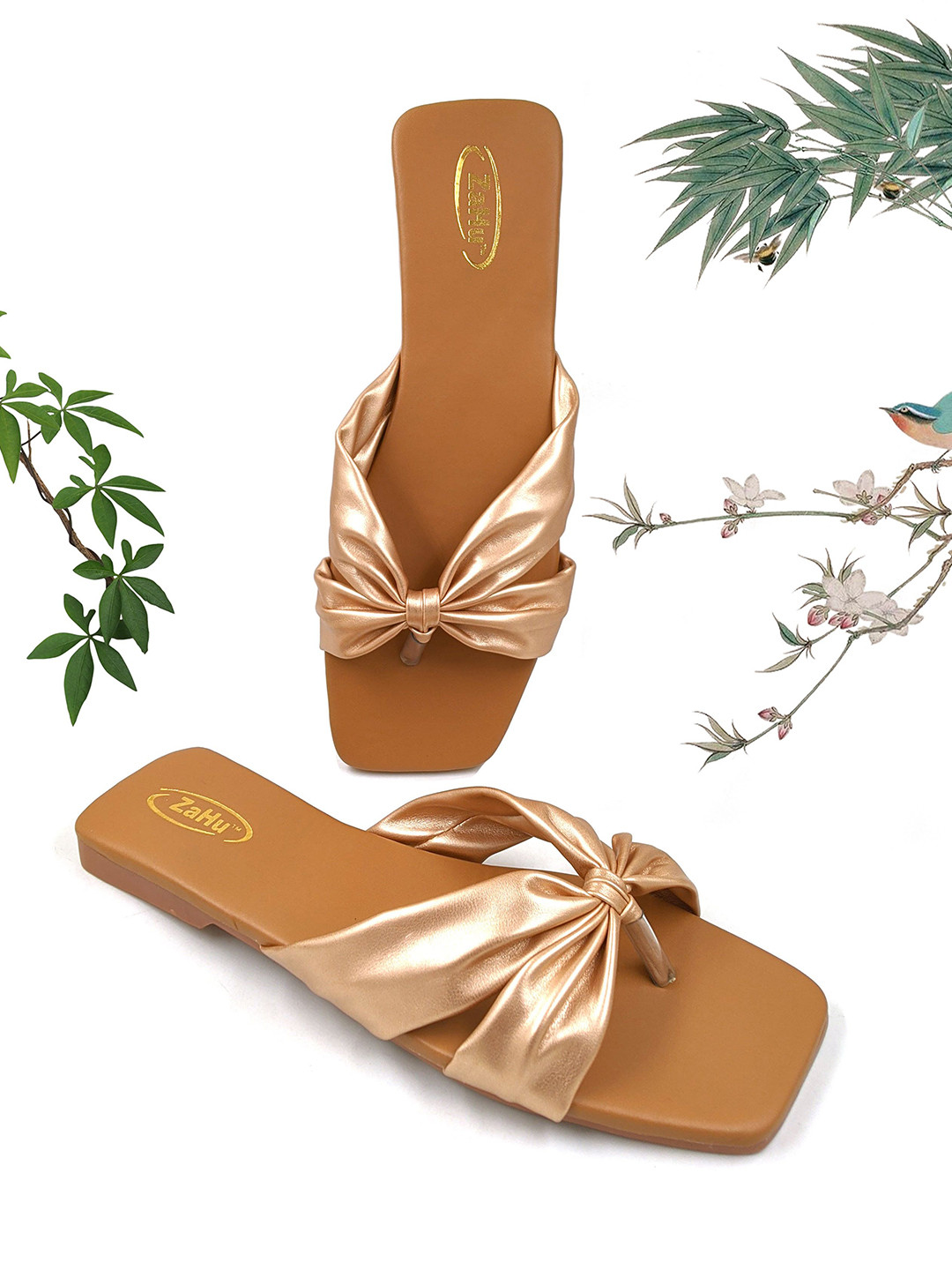 ZaHu Women Stylish Latest Model Trending Open Toe Flats