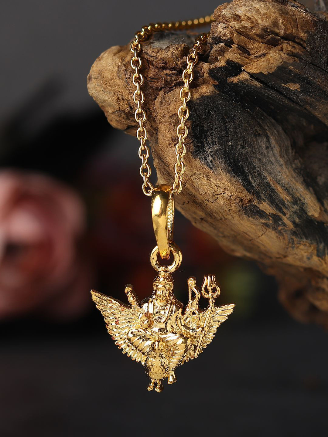 Metronaut 925 Silver 22 KT Gold-Plated Shani Dev Pendant With Chain