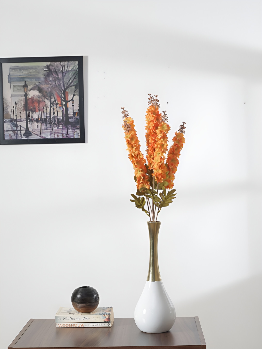 ARICK DECOR Orange 2 Pieces Chrysanthemum Artificial Plant