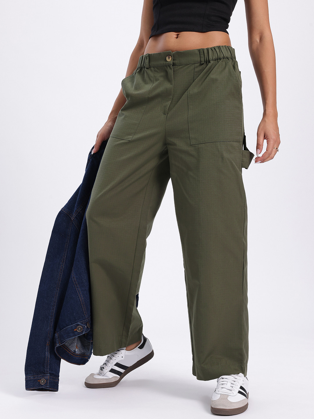 Easy Street Olive Green Wide Leg Trousers