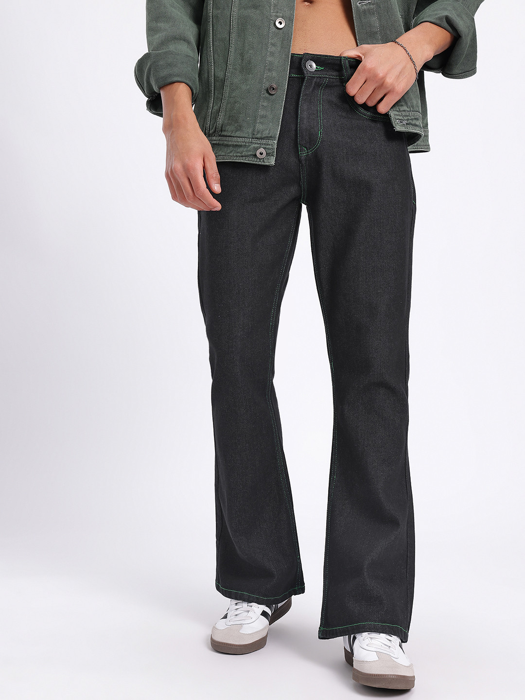 glitchez Men Contrast Stitch Bootcut Jeans