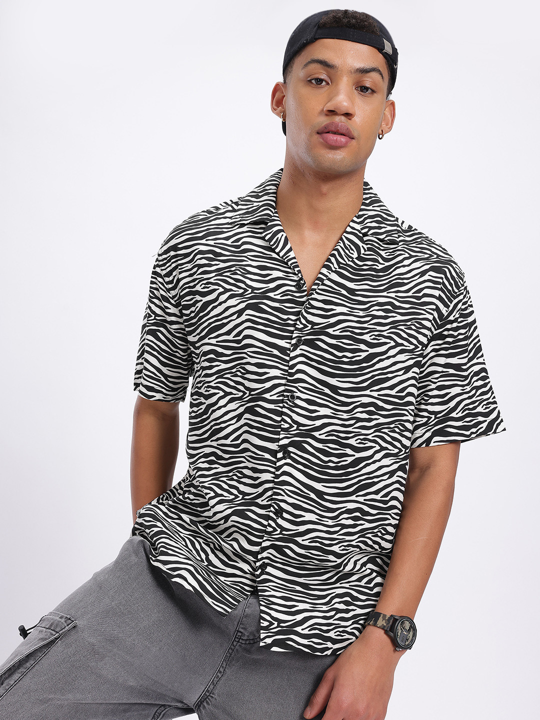 glitchez Animal Print Oversized Shirt