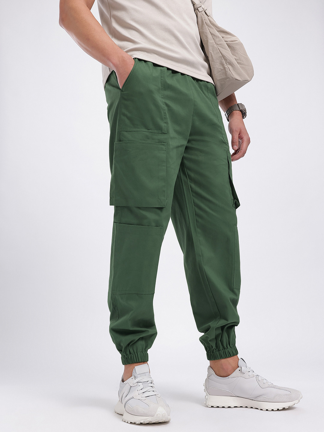 Pine Green Relaxed Fit Cargo Joggers