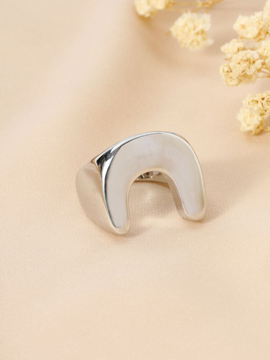 SALTY Women & Girls Moonbend Silver Stylish Adjustable Finger Ring