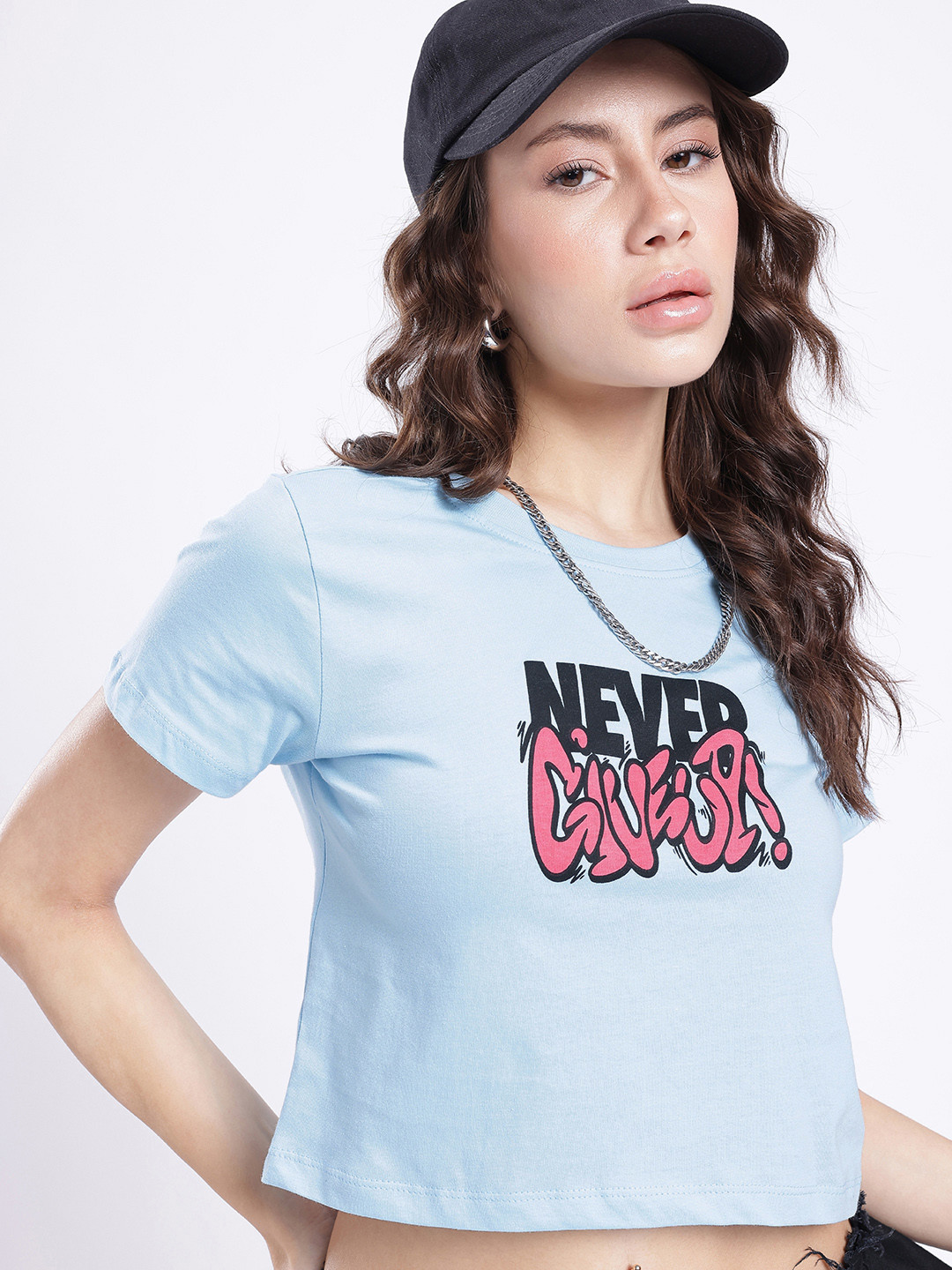 glitchez Keep Thriving Printed Boxy Crop T-shirt