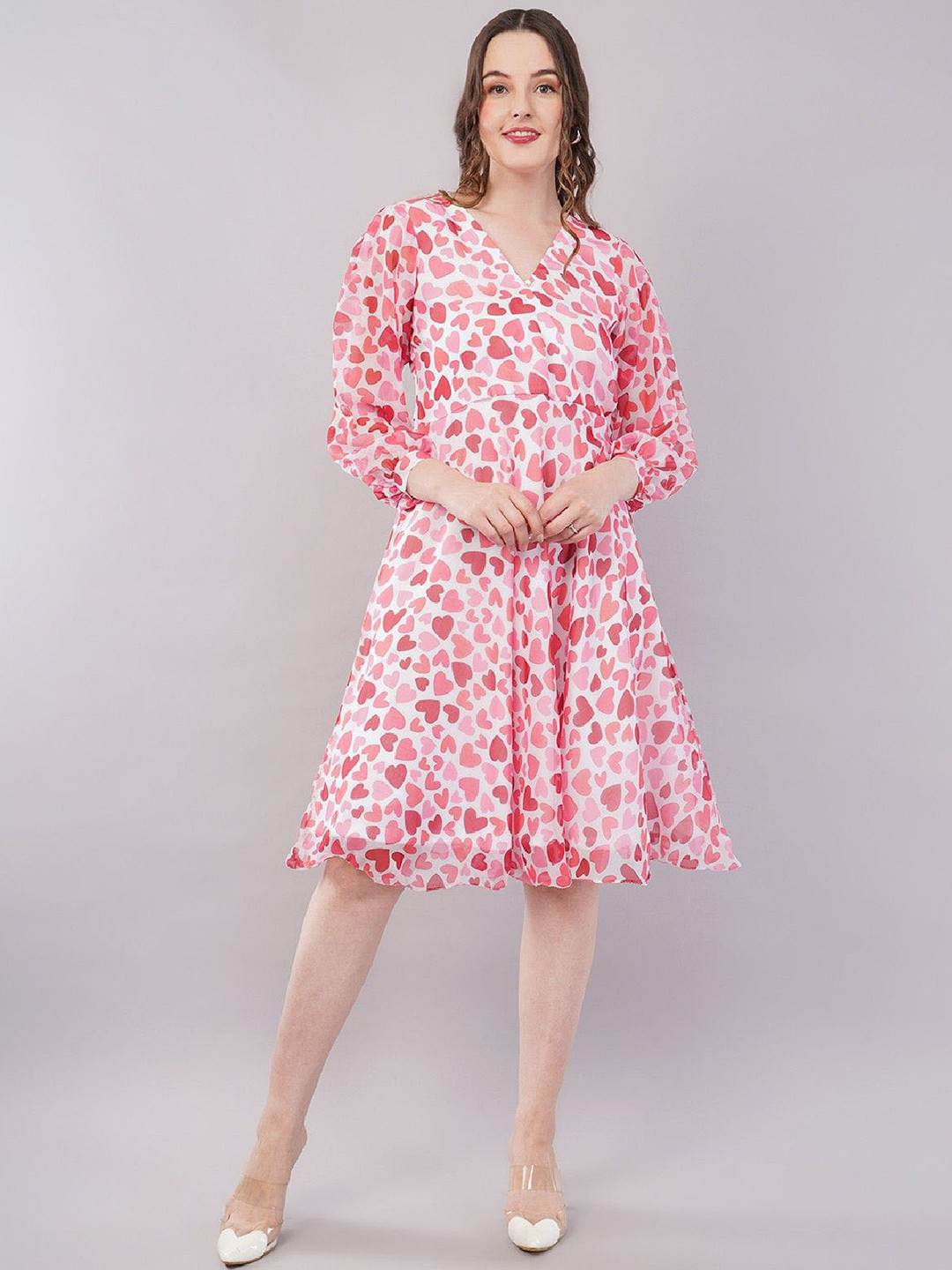 Mishy Women Heart Printed A-Line Dress