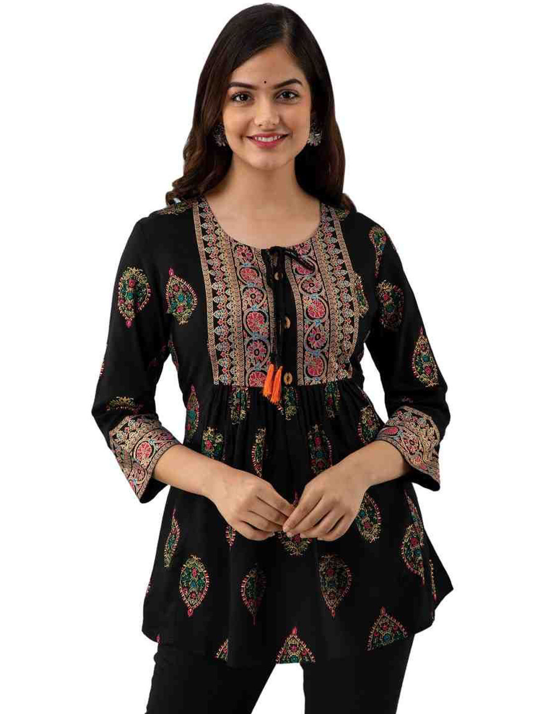DMP EXPORT Women Ethnic Motifs Print Empire Top