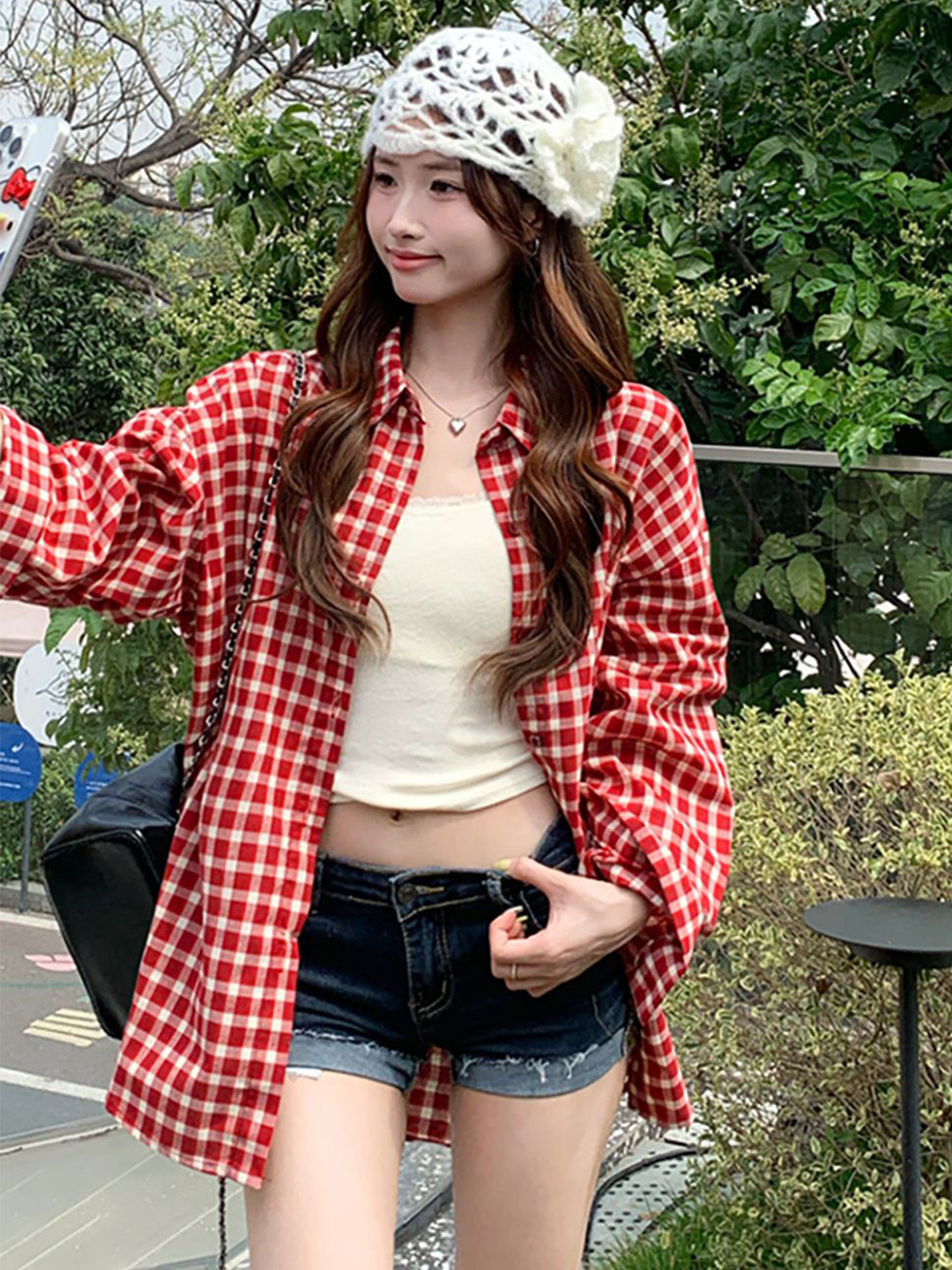 JC Mode Women Printed Spread Coller Oversized Shirt