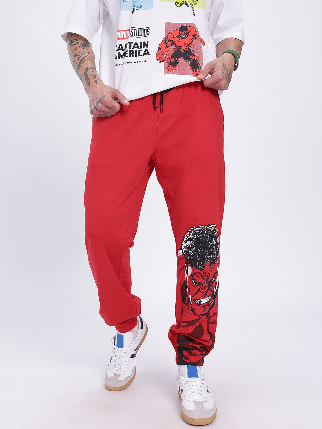 glitchez Men Captain America Printed Relaxed Track Pants