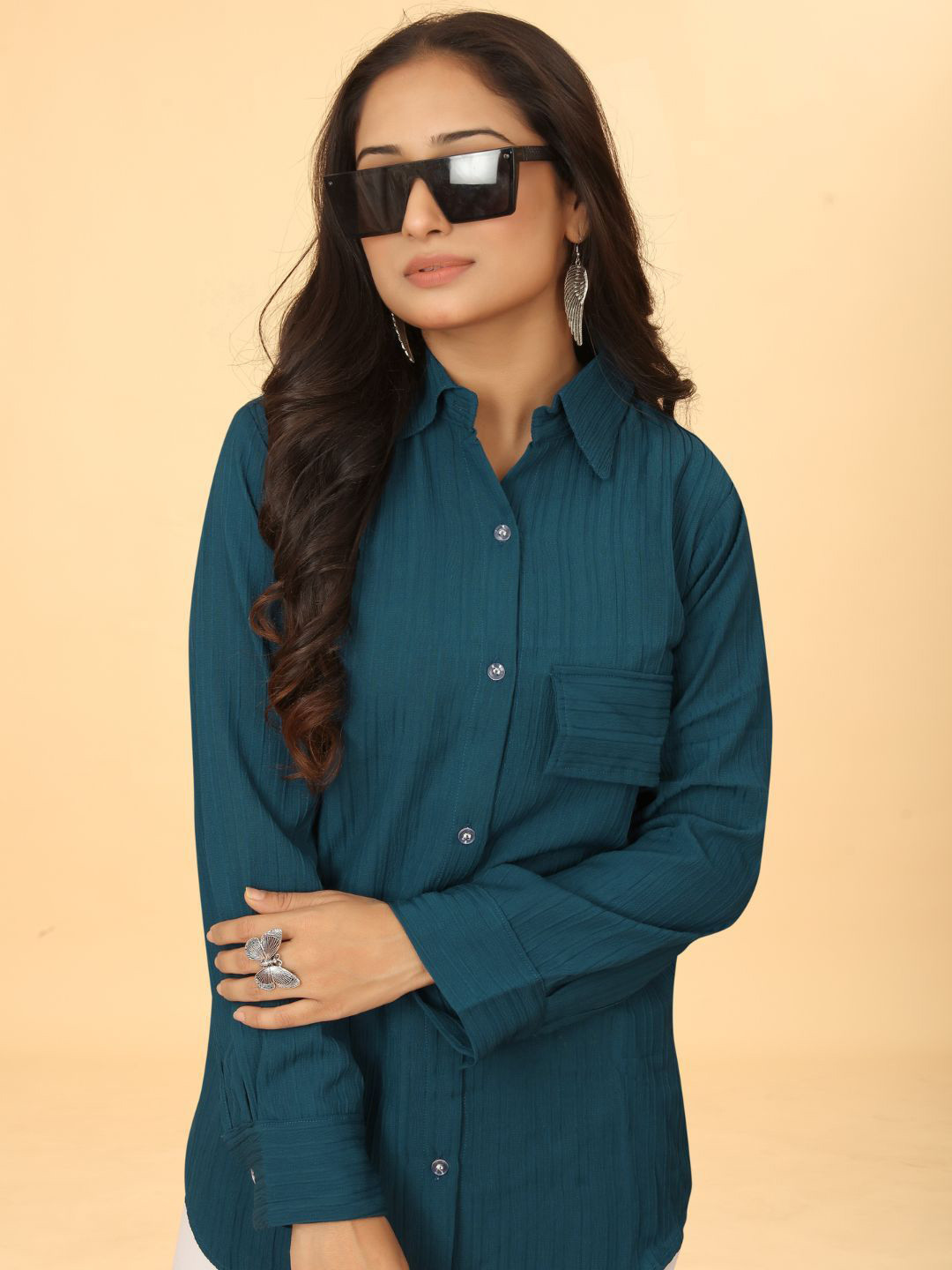 Moda Rapido Women Vertical Striped Classic Fit Casual Shirt