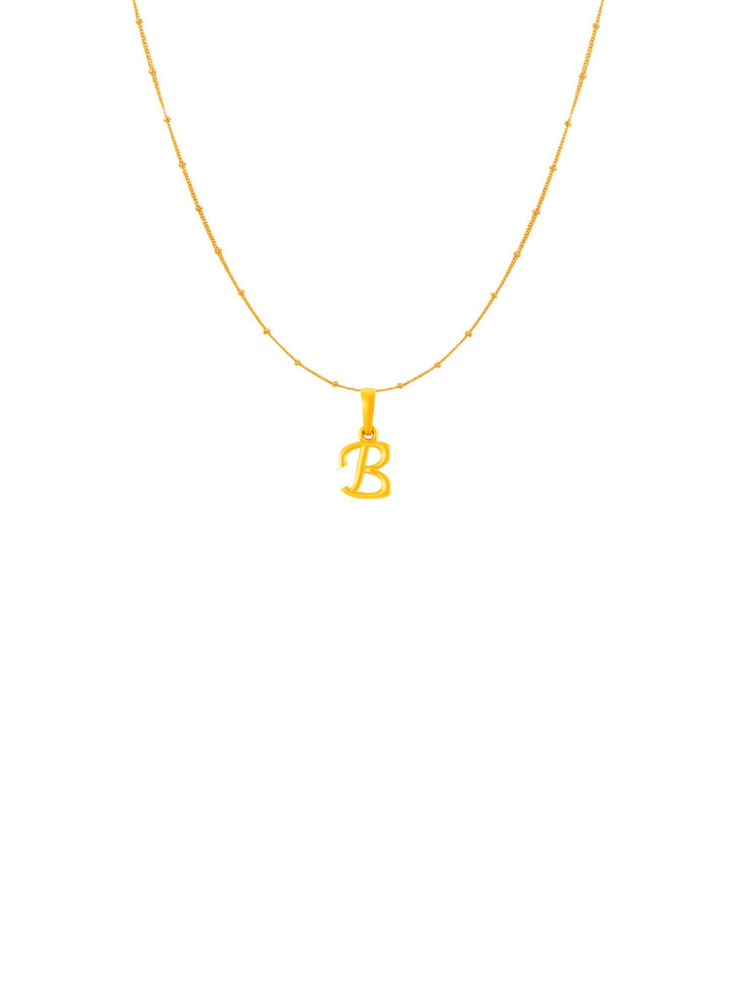 Metronaut Men 925 Sterling Silver 22KTGold-Plated B Alphabet Pendant With Ball Chain