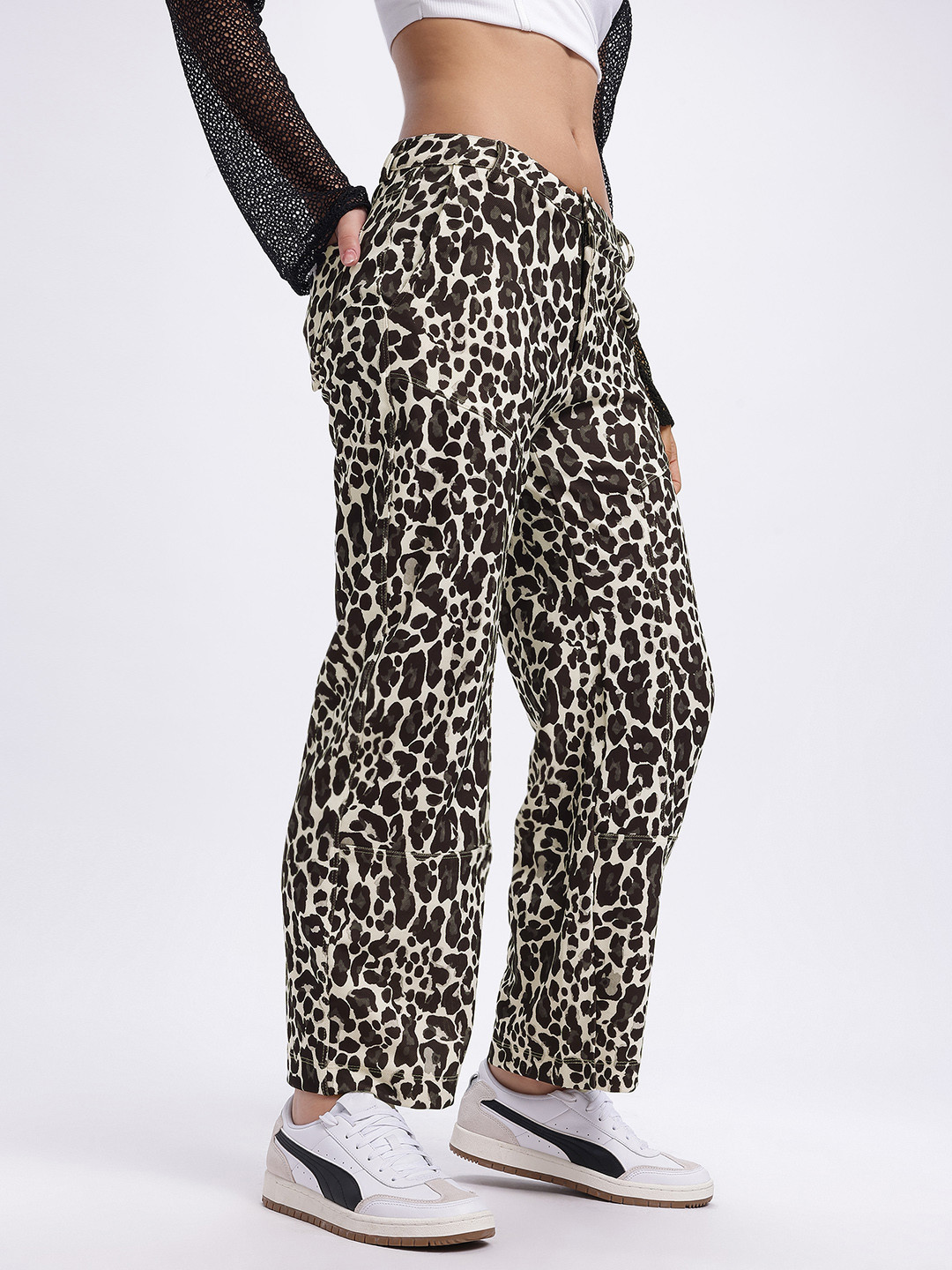 glitchez Women Classic Fit Leopard Print Trouser