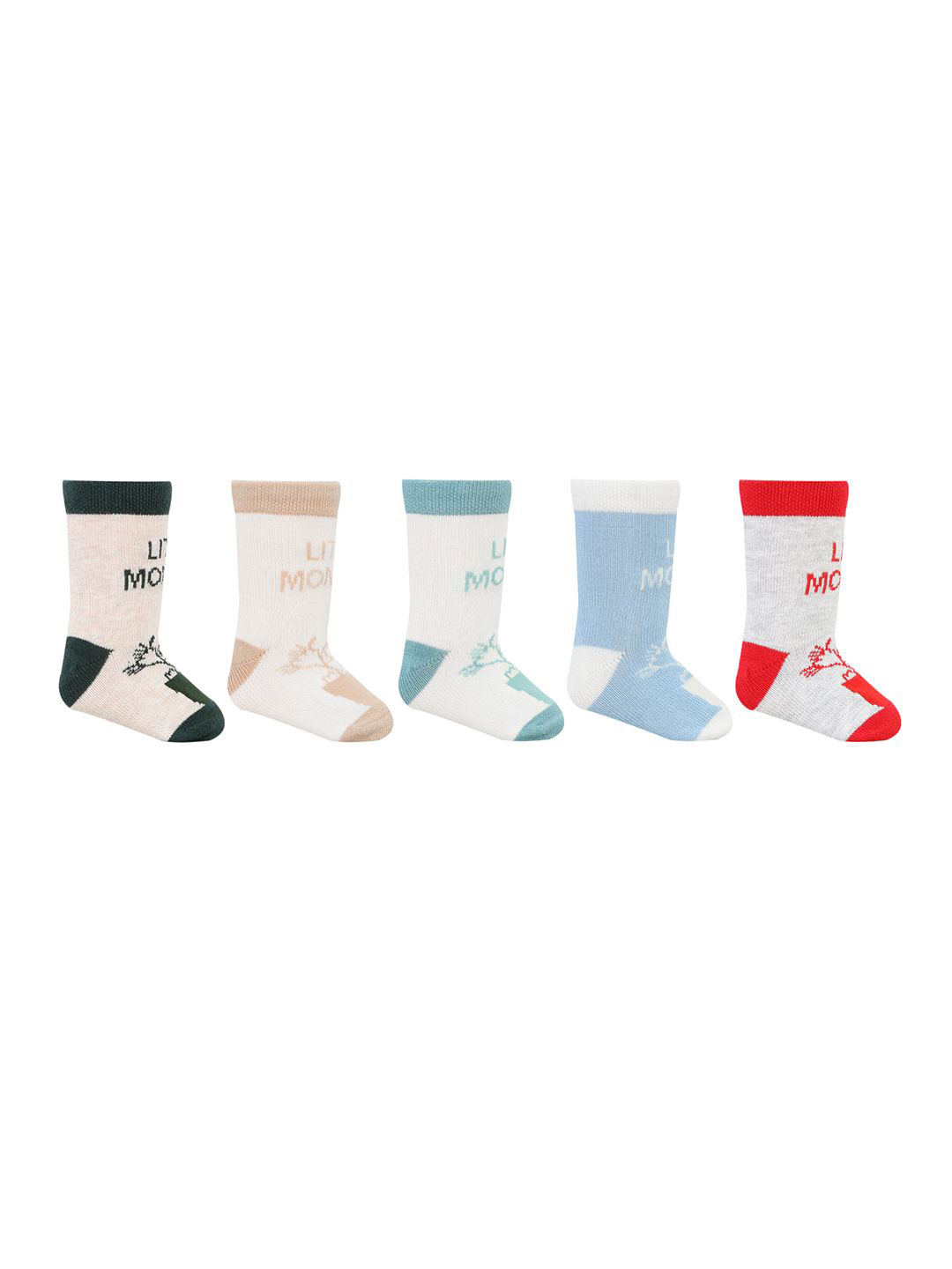 Bonjour Poochie Infants Pack Of 5 Printed Cotton Calf-Length Socks