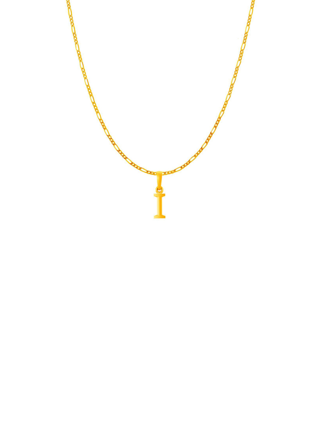 Metronaut Men 925 Sterling Silver 22KTGold-Plated I Alphabet Pendant With Figaro Chain
