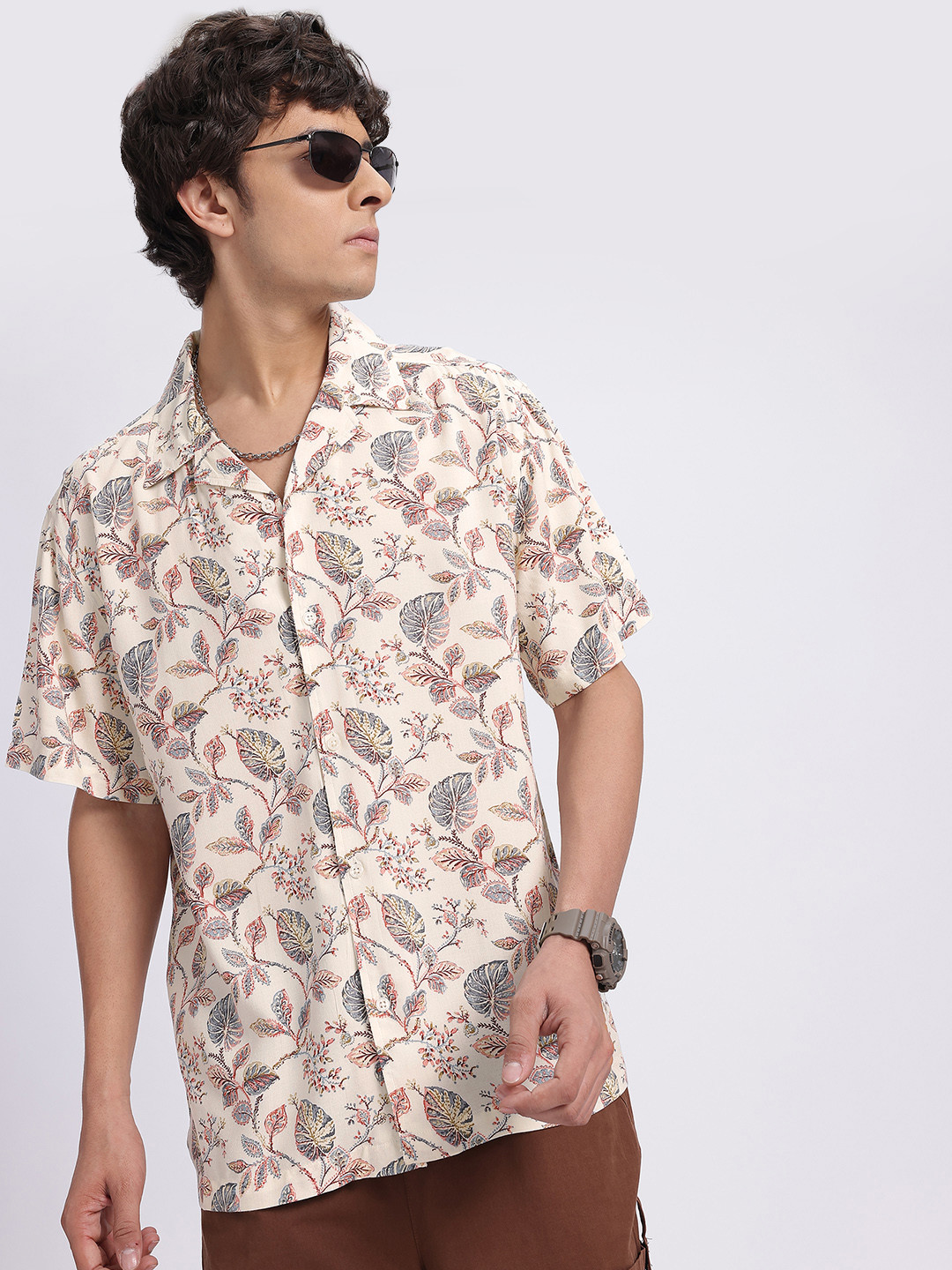 glitchez Indie Florals Relaxed Bowling Shirt