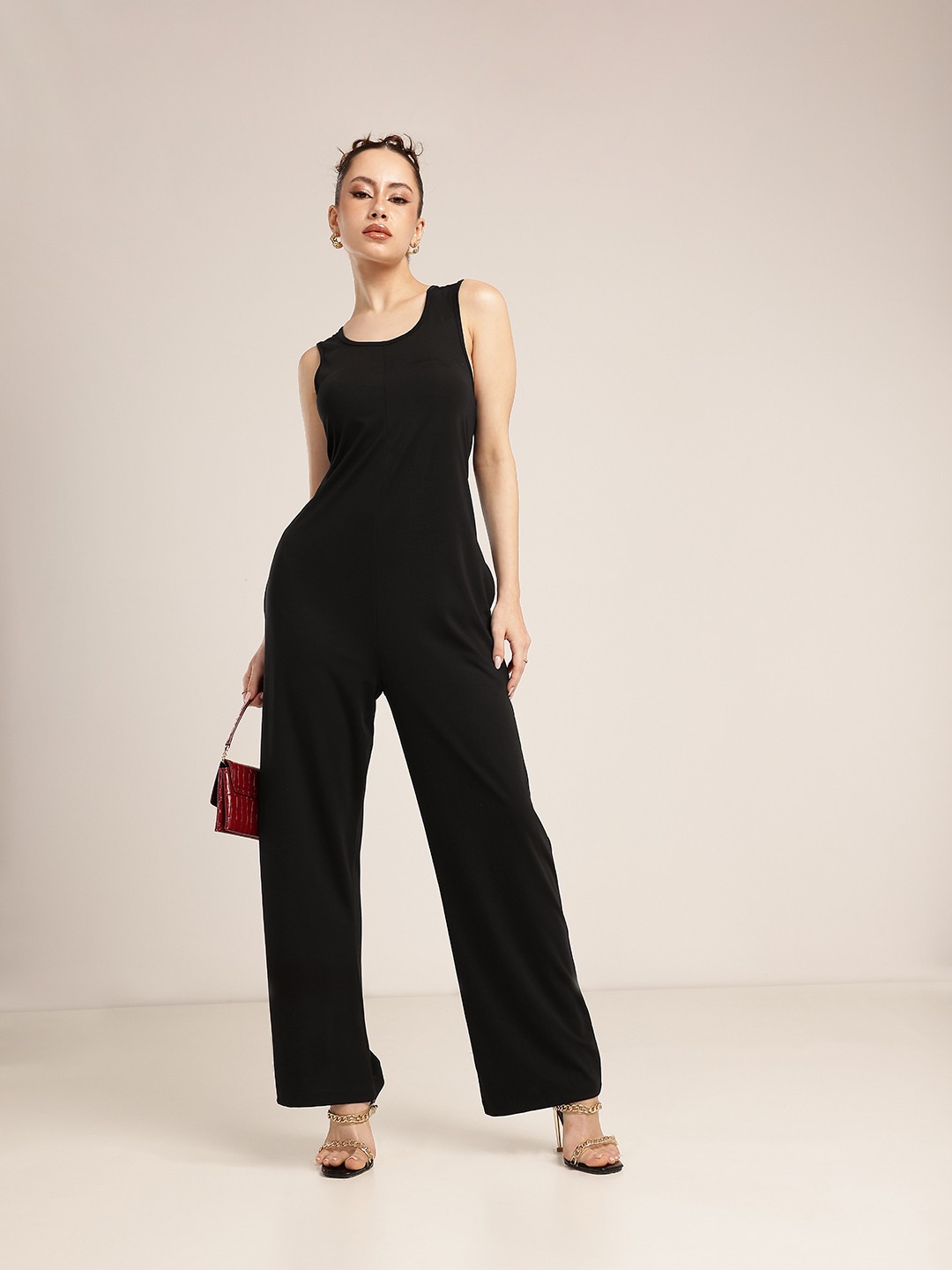 glitchez Relaxed Loose Fit Basic Jumpsuit