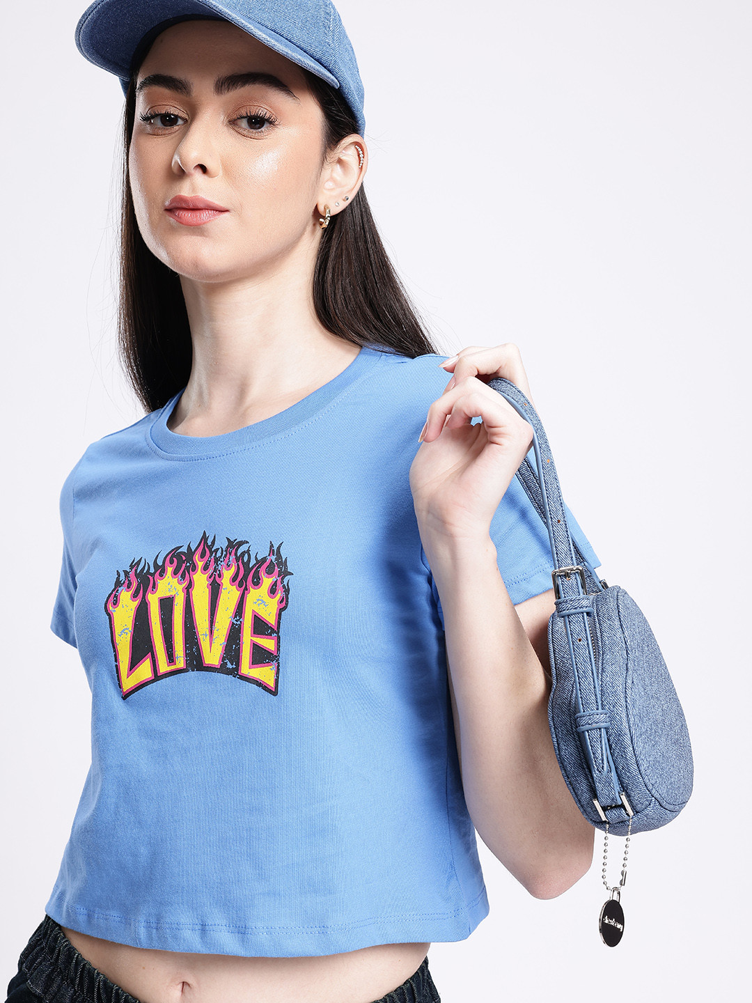 glitchez Printed Cropped T-shirt