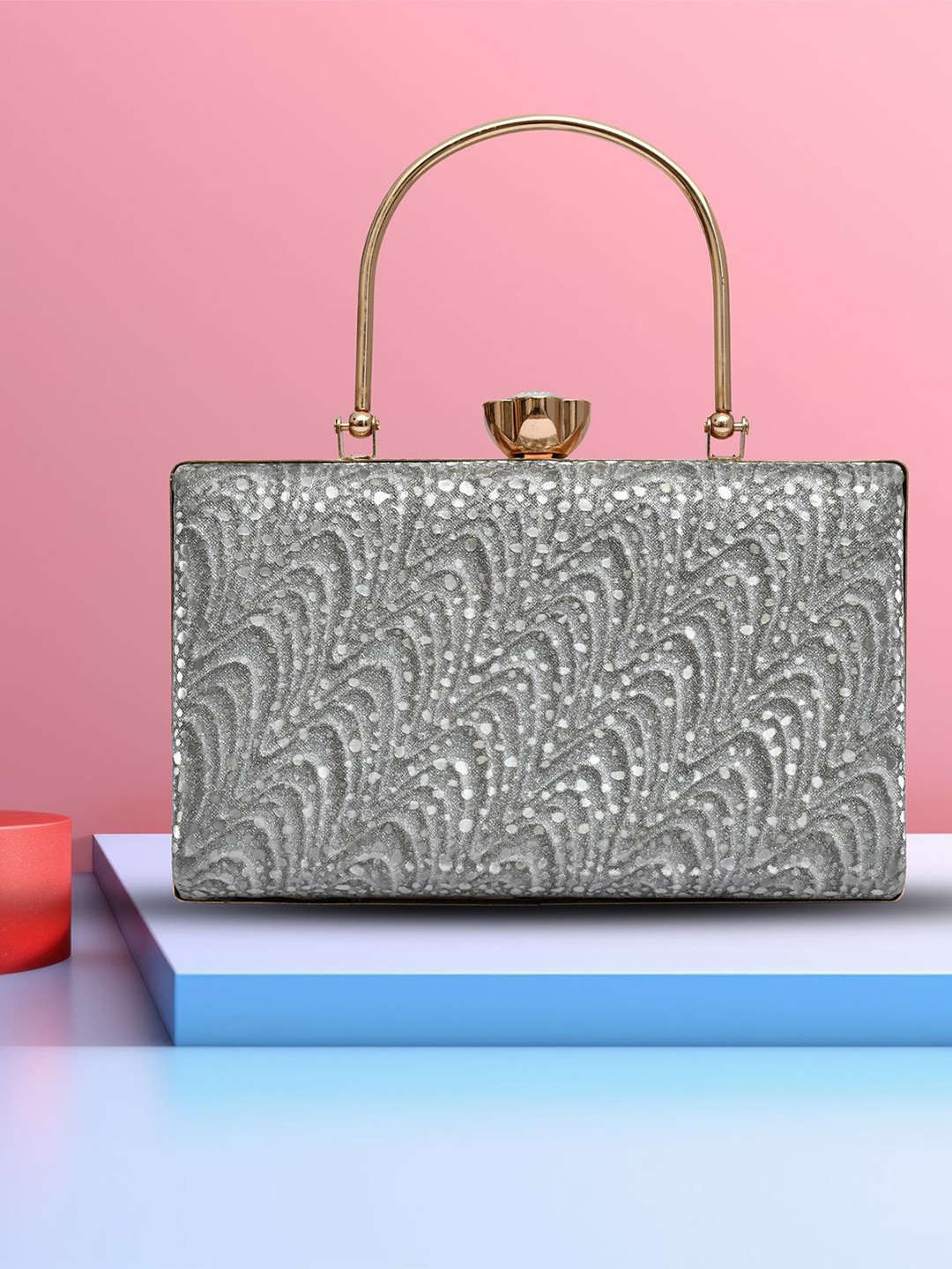 FOR THE BEAUTIFUL YOU Glossy Embroidered Clutch