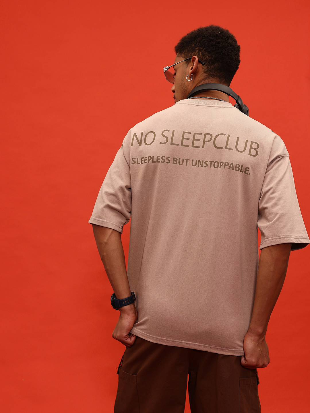 glitchez Typography Print Drop-Shoulder Short Sleeves Terry Oversized Heavy GSM Tshirt