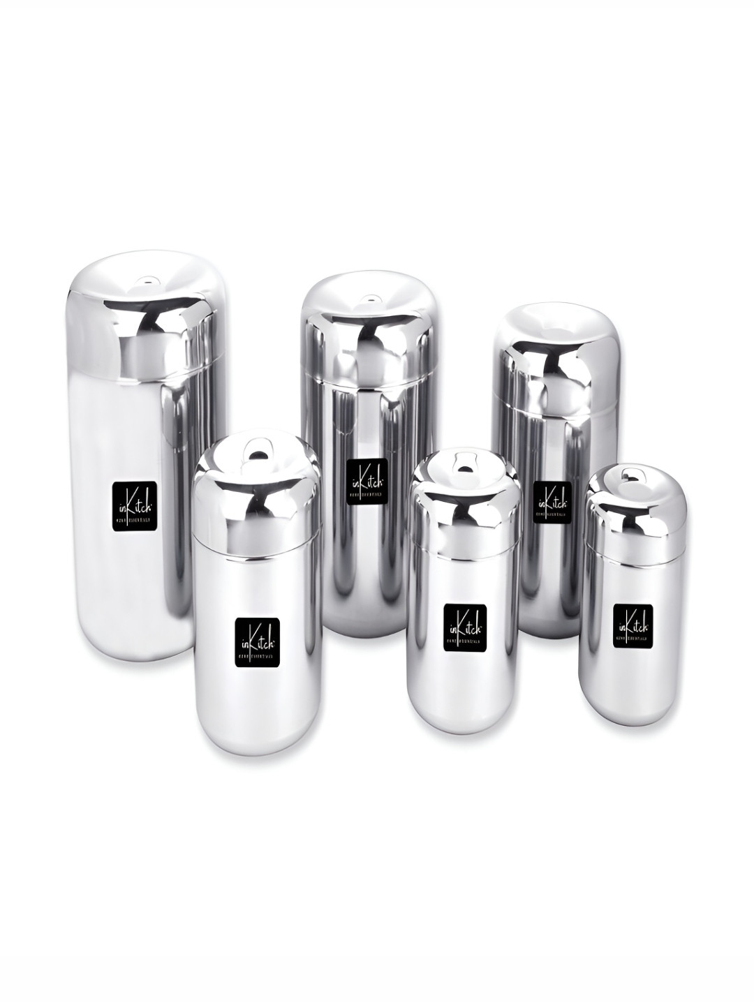 inkitch Apple Dabba Steel Stainless Steel Dishwasher Safe 6 Piece Screw Top Canister