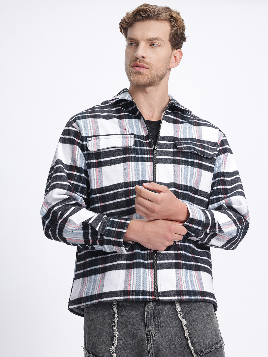 glitchez Checked Oversized Flannel Shacket