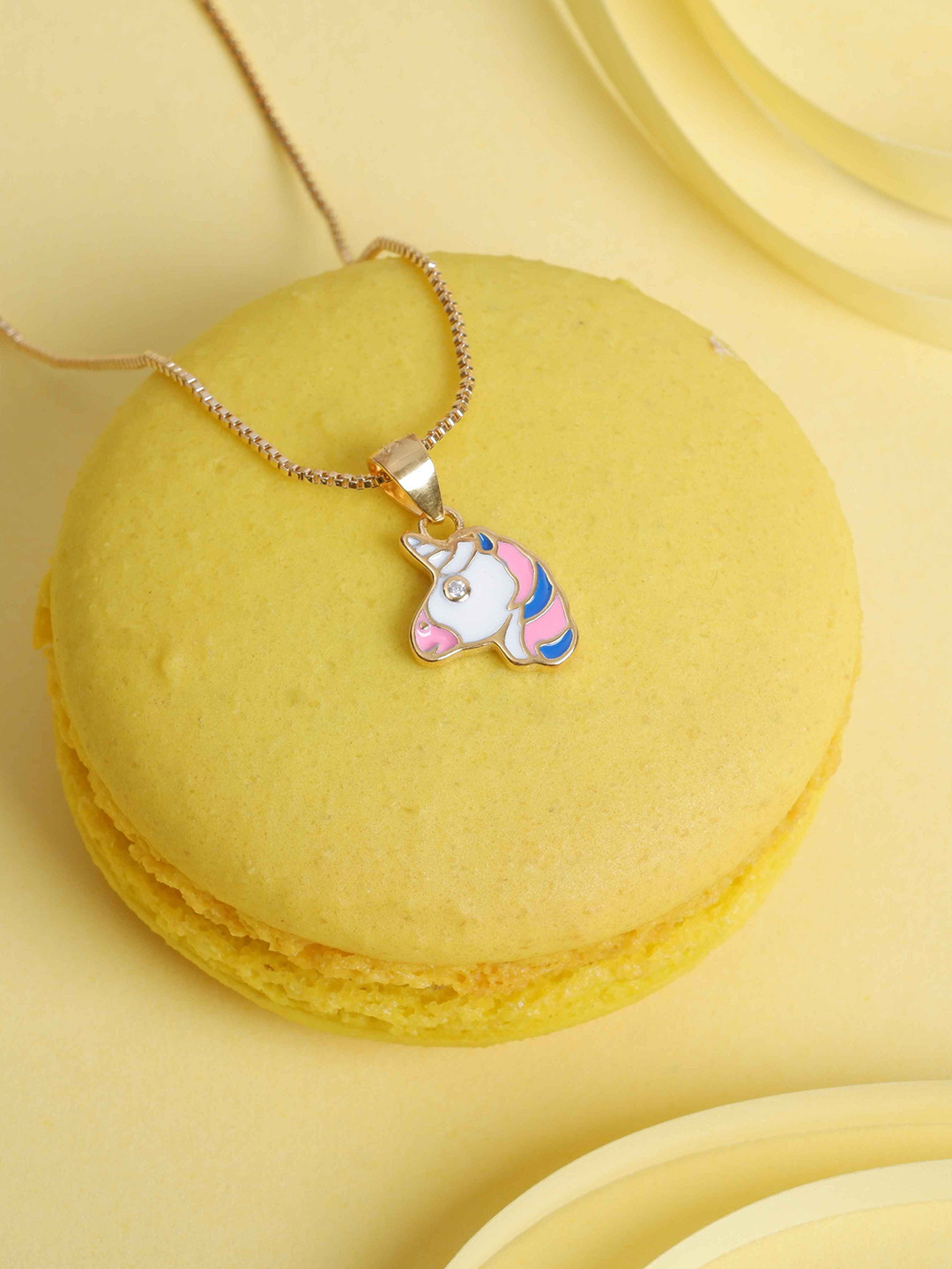 Elegante kids Girls Sterling Silver Gold-Plated Contemporary Pendant With Chain